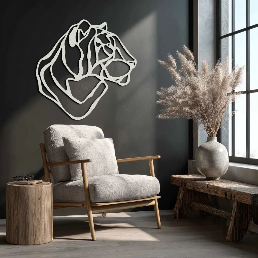 Line Lion Metal Wall Art - Modern Abstract Animal Decor- KAF264 by Enova Art