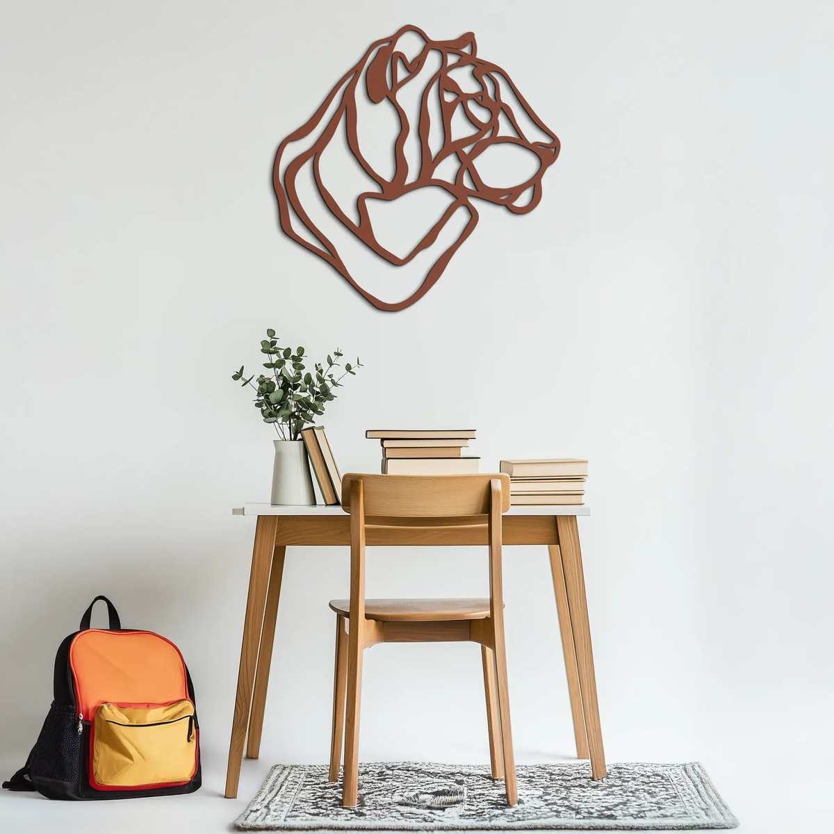 Line Lion Metal Wall Art - Modern Abstract Animal Decor- KAF264 by Enova Art