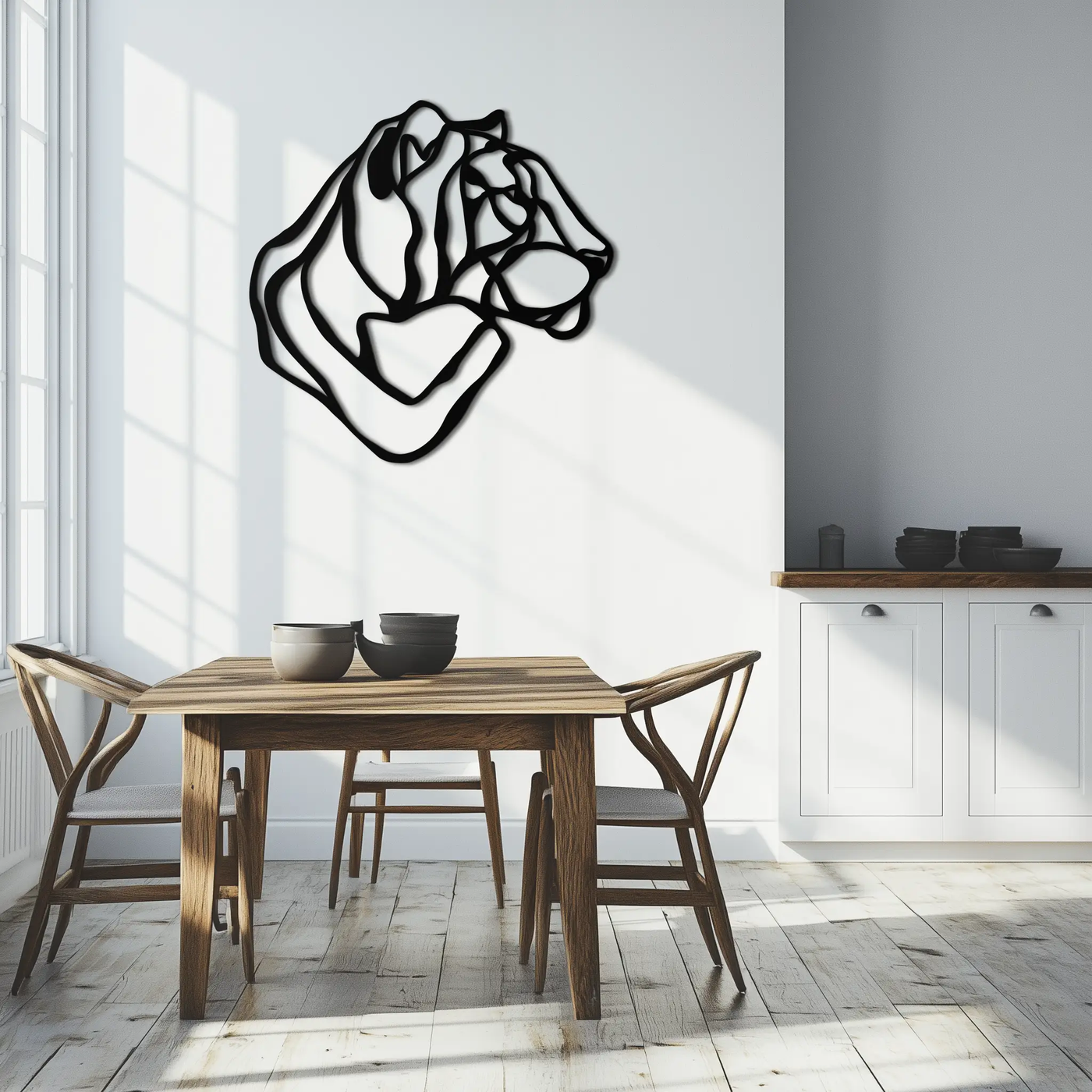 Line Lion Metal Wall Art - Modern Abstract Animal Decor- KAF264 by Enova Art