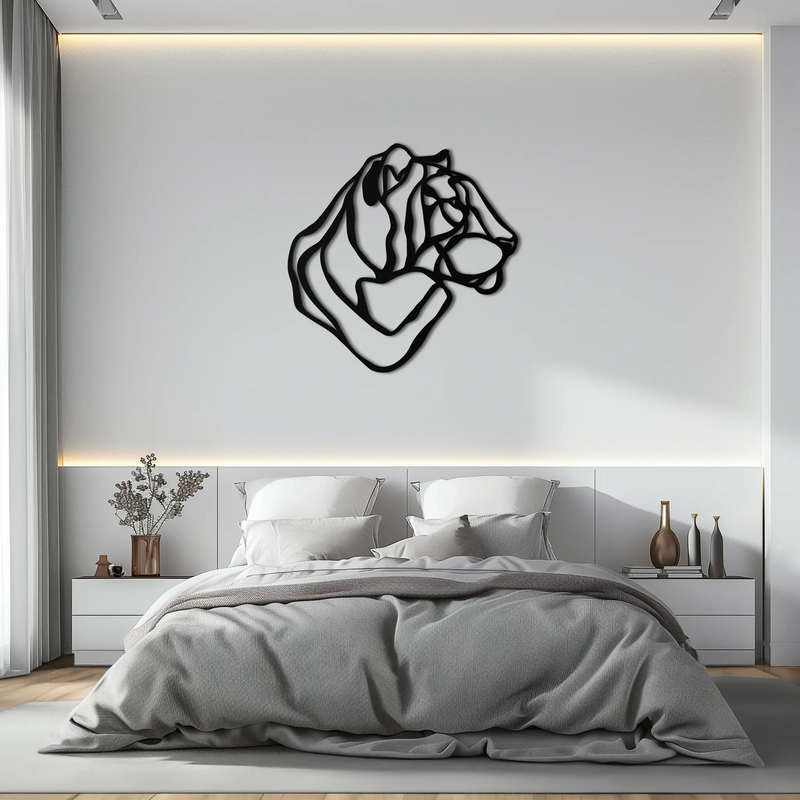 Line Lion Metal Wall Art - Modern Abstract Animal Decor- KAF264 by Enova Art