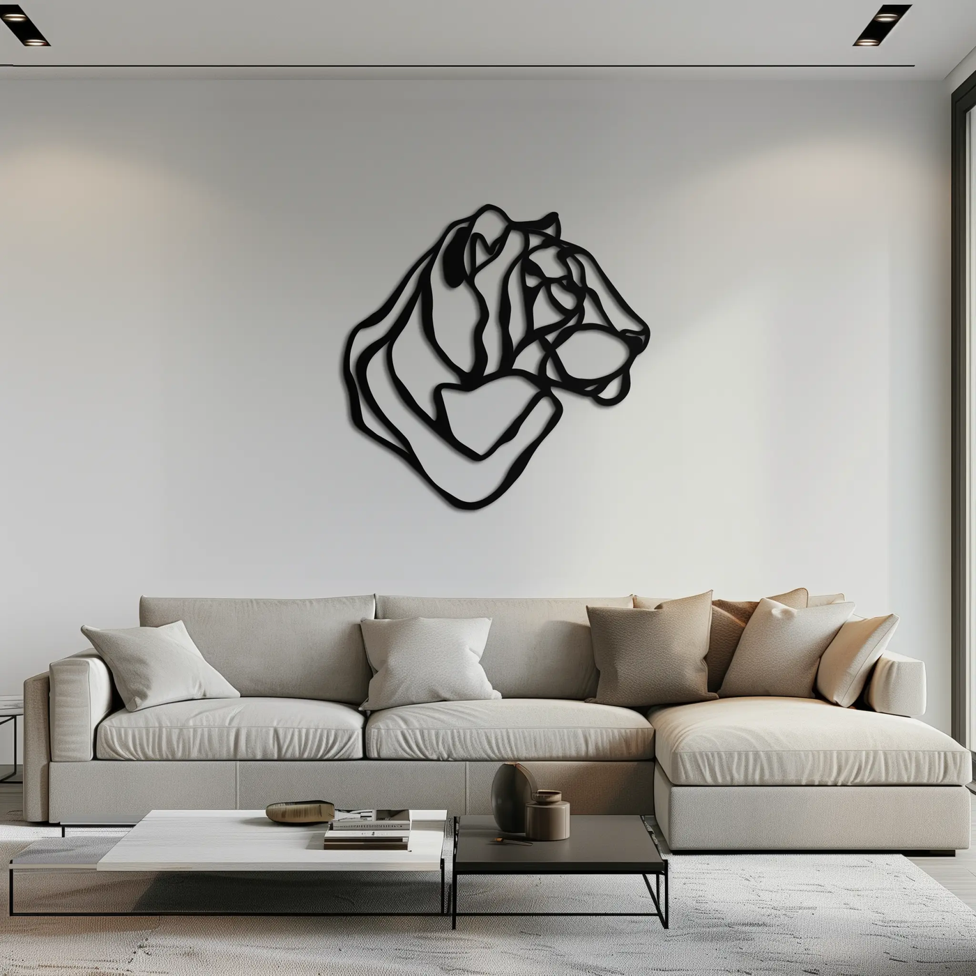 Line Lion Metal Wall Art - Modern Abstract Animal Decor- KAF264 by Enova Art