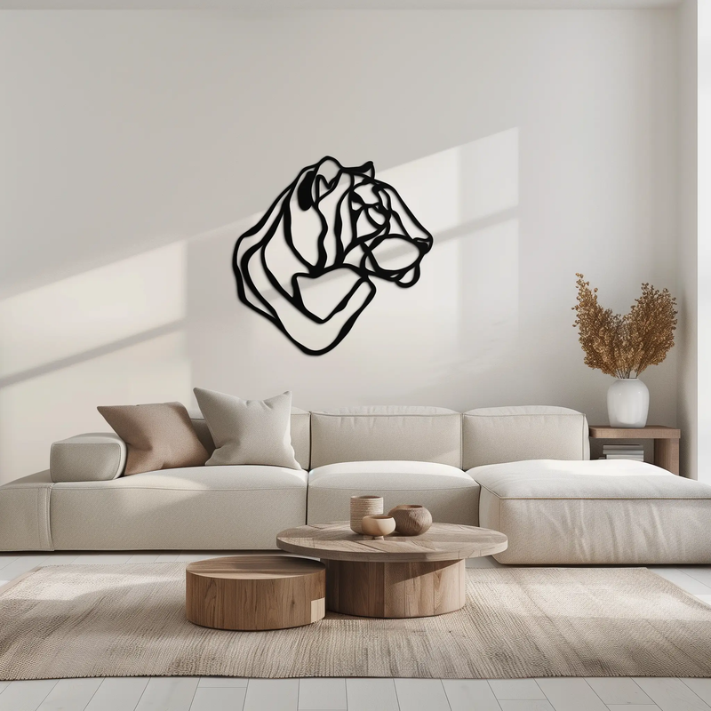 Line Lion Metal Wall Art - Modern Abstract Animal Decor- KAF264 by Enova Art