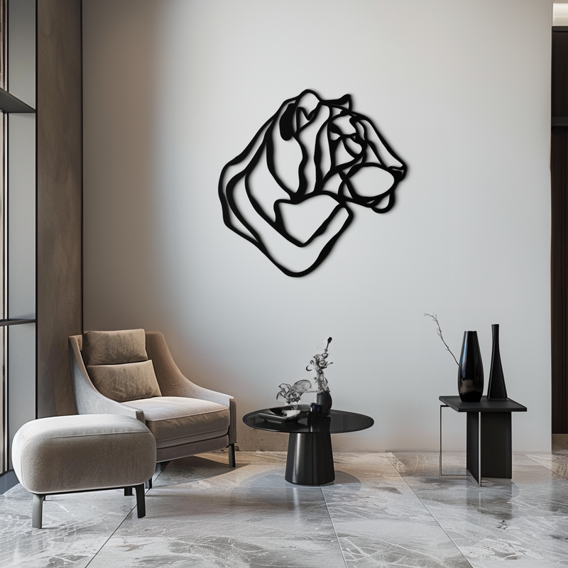 Line Lion Metal Wall Art - Modern Abstract Animal Decor- KAF264 by Enova Art