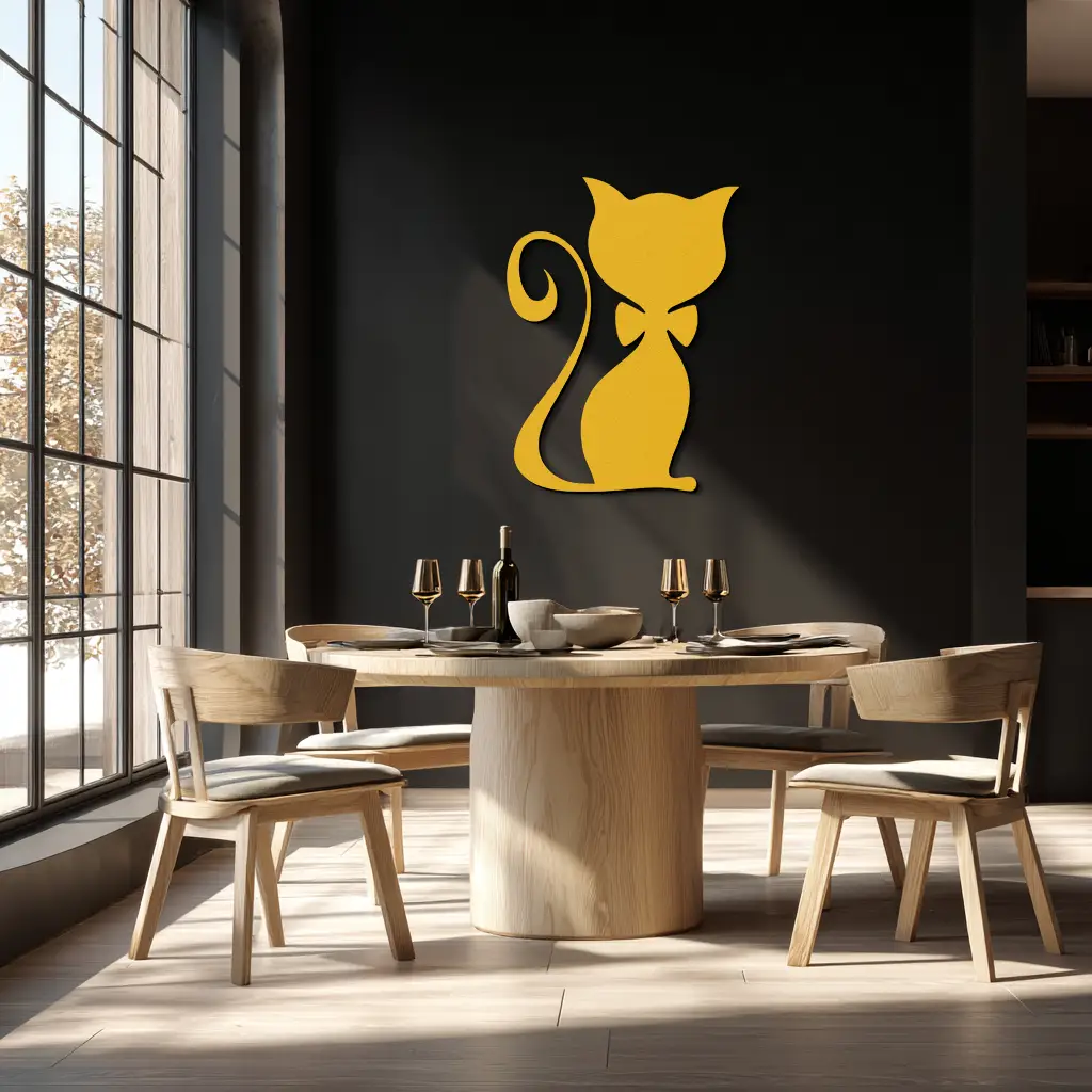 Cute Cat Metal Wall Art – Minimalist Feline Decor - KAF268 by Enova Art