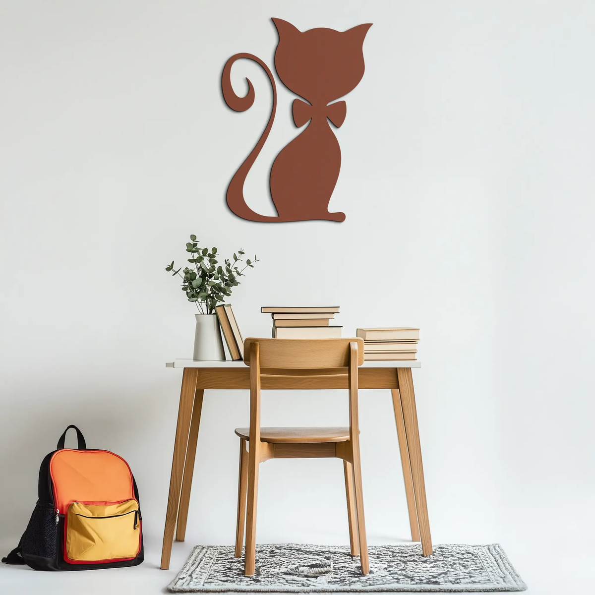 Cute Cat Metal Wall Art – Minimalist Feline Decor - KAF268 by Enova Art