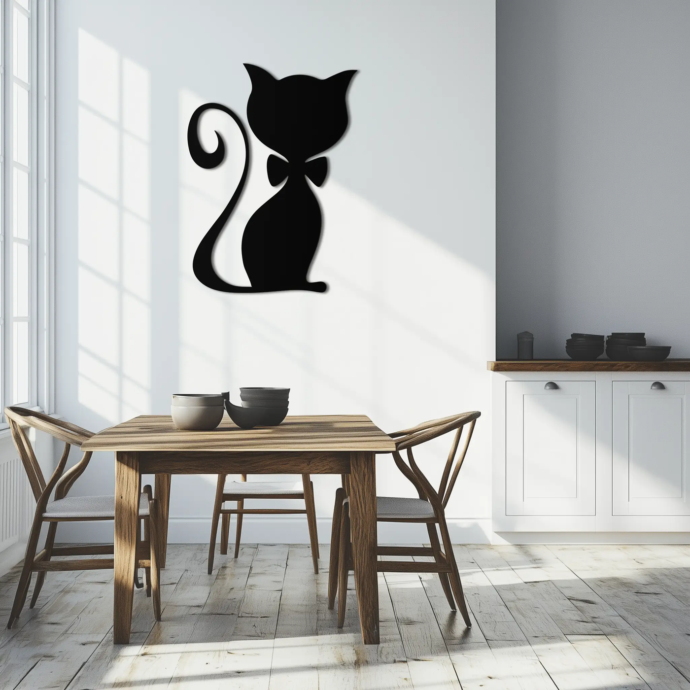 Cute Cat Metal Wall Art – Minimalist Feline Decor - KAF268 by Enova Art