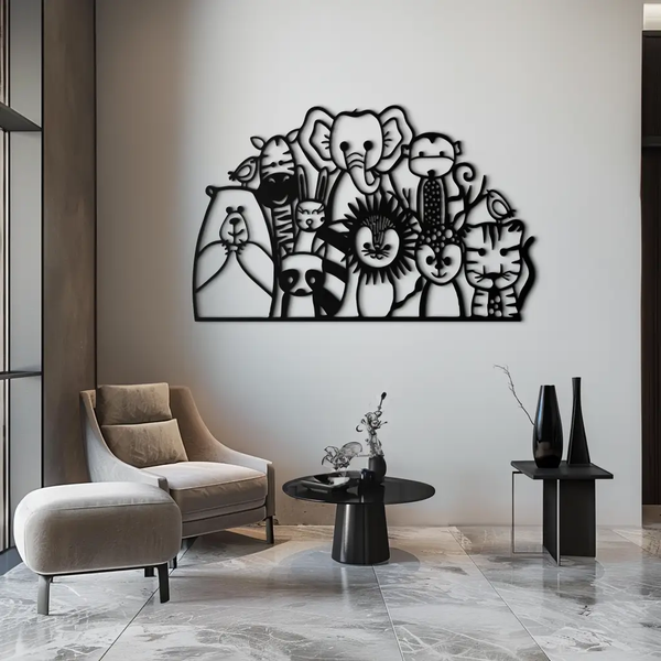 Cute Animal Metal Wall Art – Jungle & Safari Theme - KAF269
