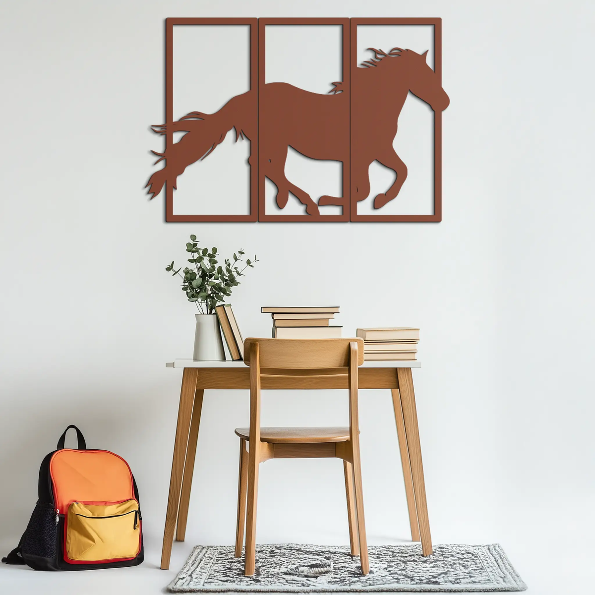 Galloping Horse Metal Wall Art – 3-Panel Western Decor - KAF270 by Enova Art