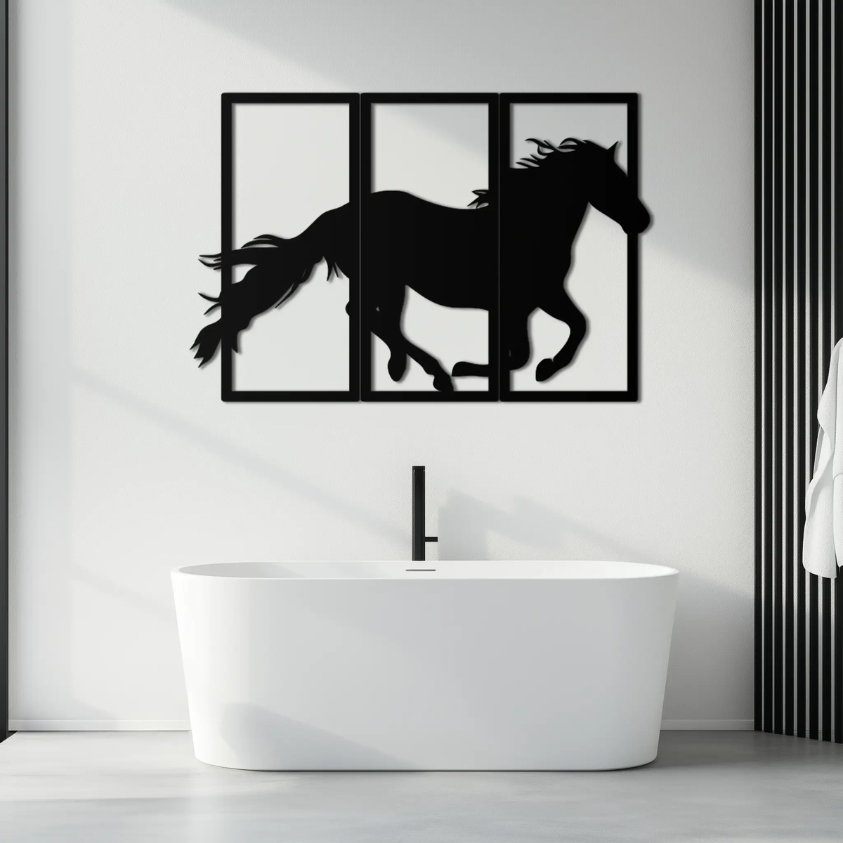 Galloping Horse Metal Wall Art – 3-Panel Western Decor - KAF270 by Enova Art