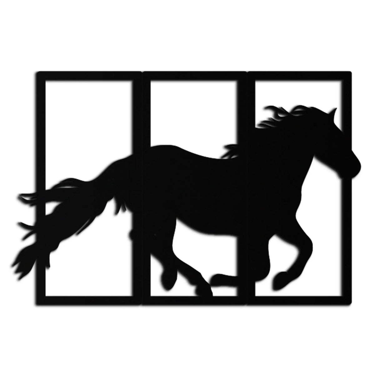 Galloping Horse Metal Wall Art – 3-Panel Western Decor - KAF270 by Enova Art