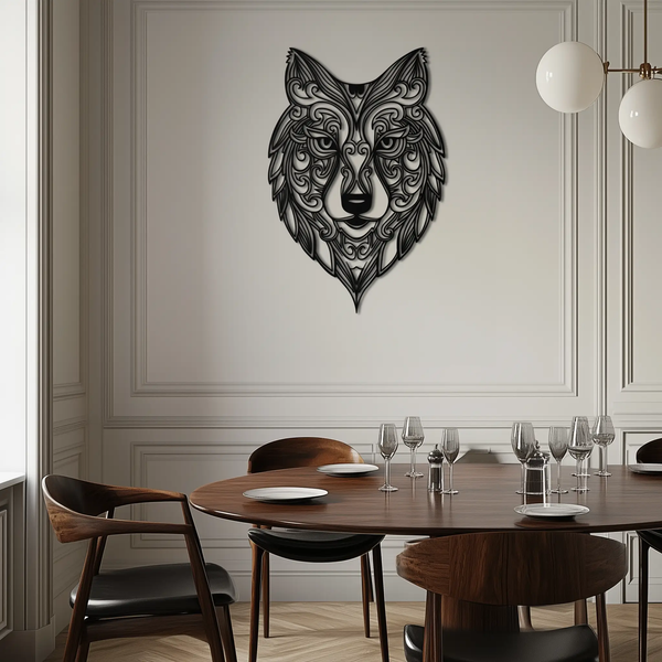 Mandala Wolf Metal Wall Art - Boho Animal Wall Decor - KAF272