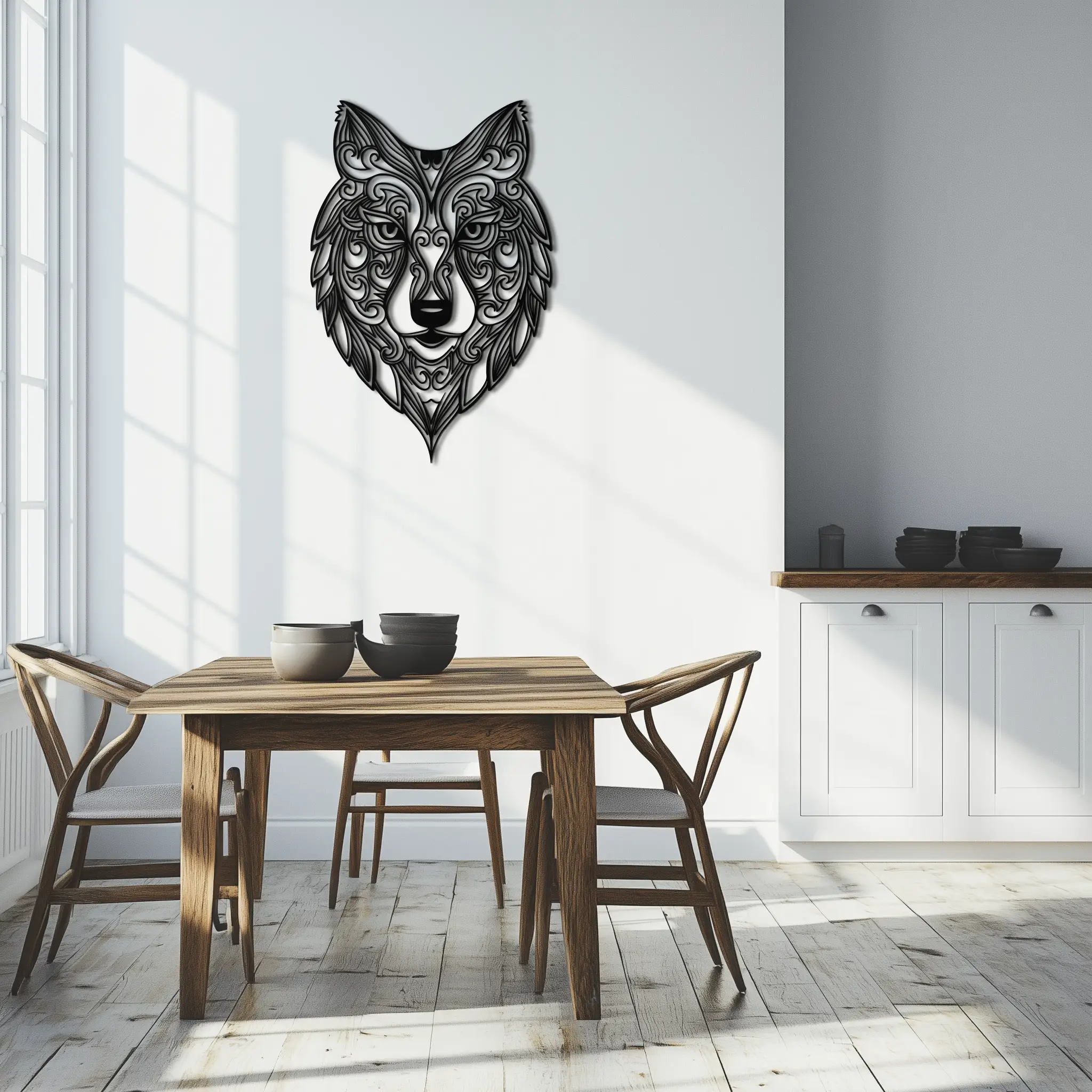 Mandala Wolf Metal Wall Art - Boho Animal Wall Decor - KAF272 by Enova Art
