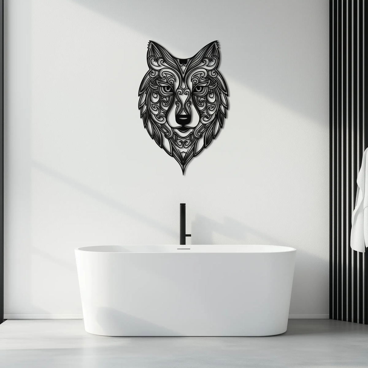 Mandala Wolf Metal Wall Art - Boho Animal Wall Decor - KAF272 by Enova Art
