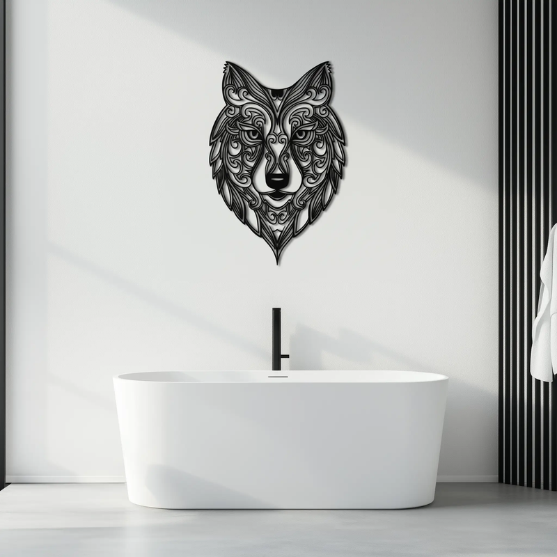 Mandala Wolf Metal Wall Art - Boho Animal Wall Decor - KAF272 by Enova Art