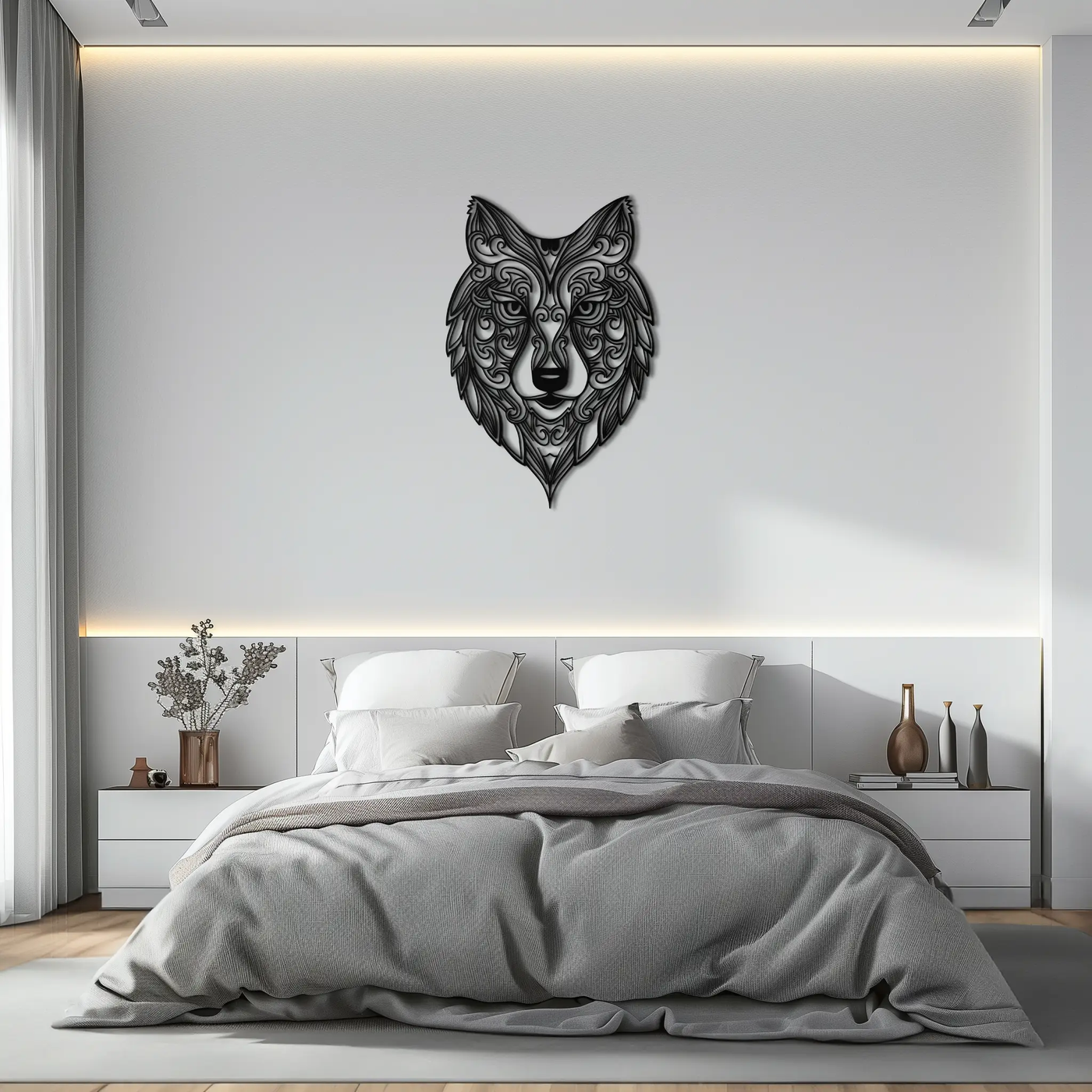 Mandala Wolf Metal Wall Art - Boho Animal Wall Decor - KAF272 by Enova Art