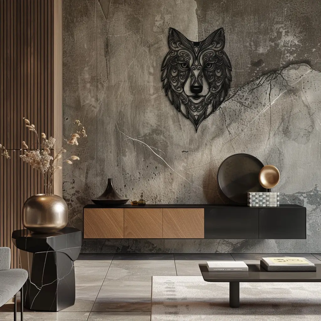 Mandala Wolf Metal Wall Art - Boho Animal Wall Decor - KAF272 by Enova Art