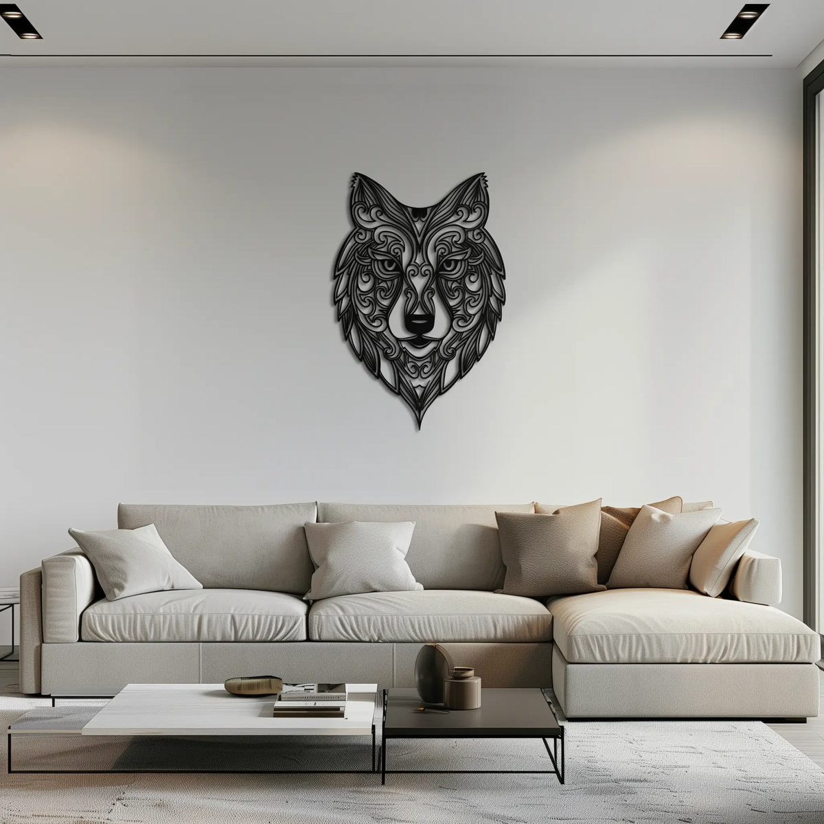 Mandala Wolf Metal Wall Art - Boho Animal Wall Decor - KAF272 by Enova Art