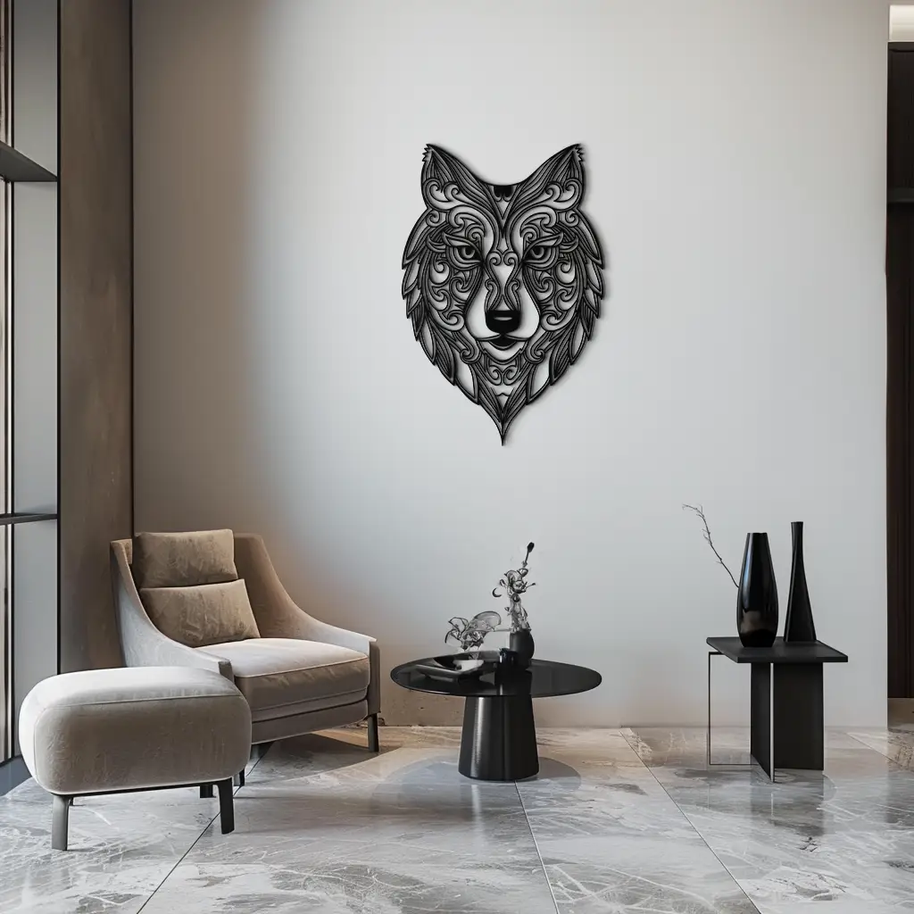 Mandala Wolf Metal Wall Art - Boho Animal Wall Decor - KAF272 by Enova Art
