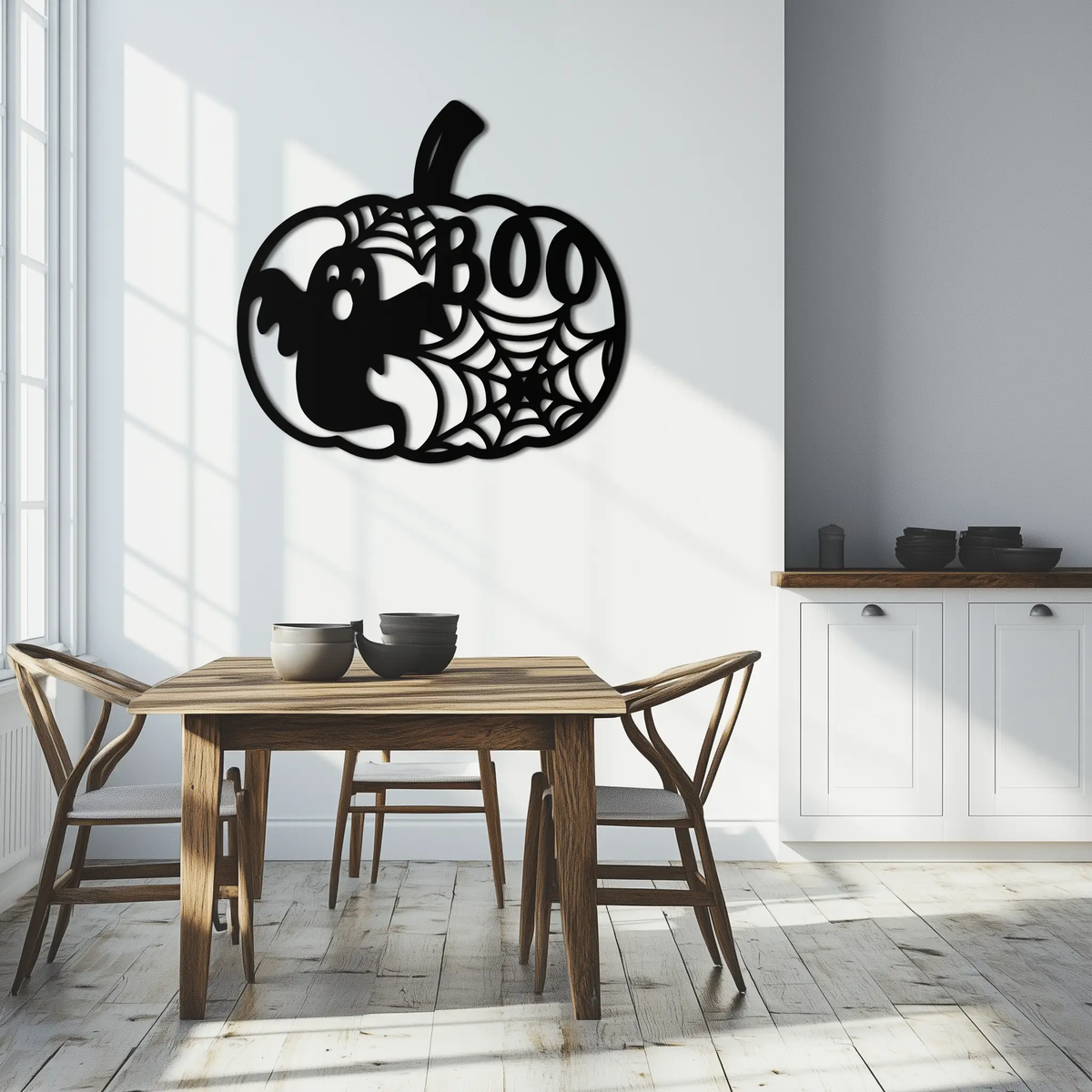 Halloween Boo Pumpkin Metal Wall Art - Spooky Halloween Decor- KAF276 by Enova Art
