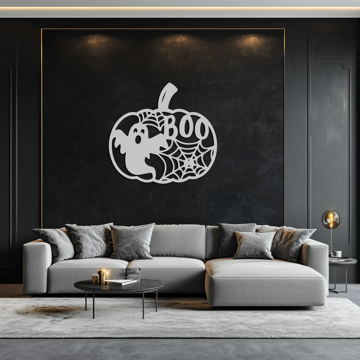Halloween Boo Pumpkin Metal Wall Art - Spooky Halloween Decor- KAF276 by Enova Art