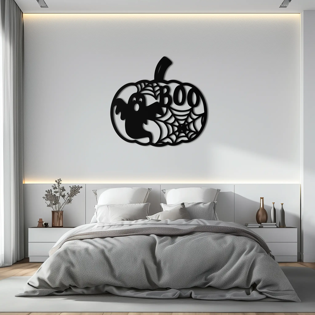 Halloween Boo Pumpkin Metal Wall Art - Spooky Halloween Decor- KAF276 by Enova Art