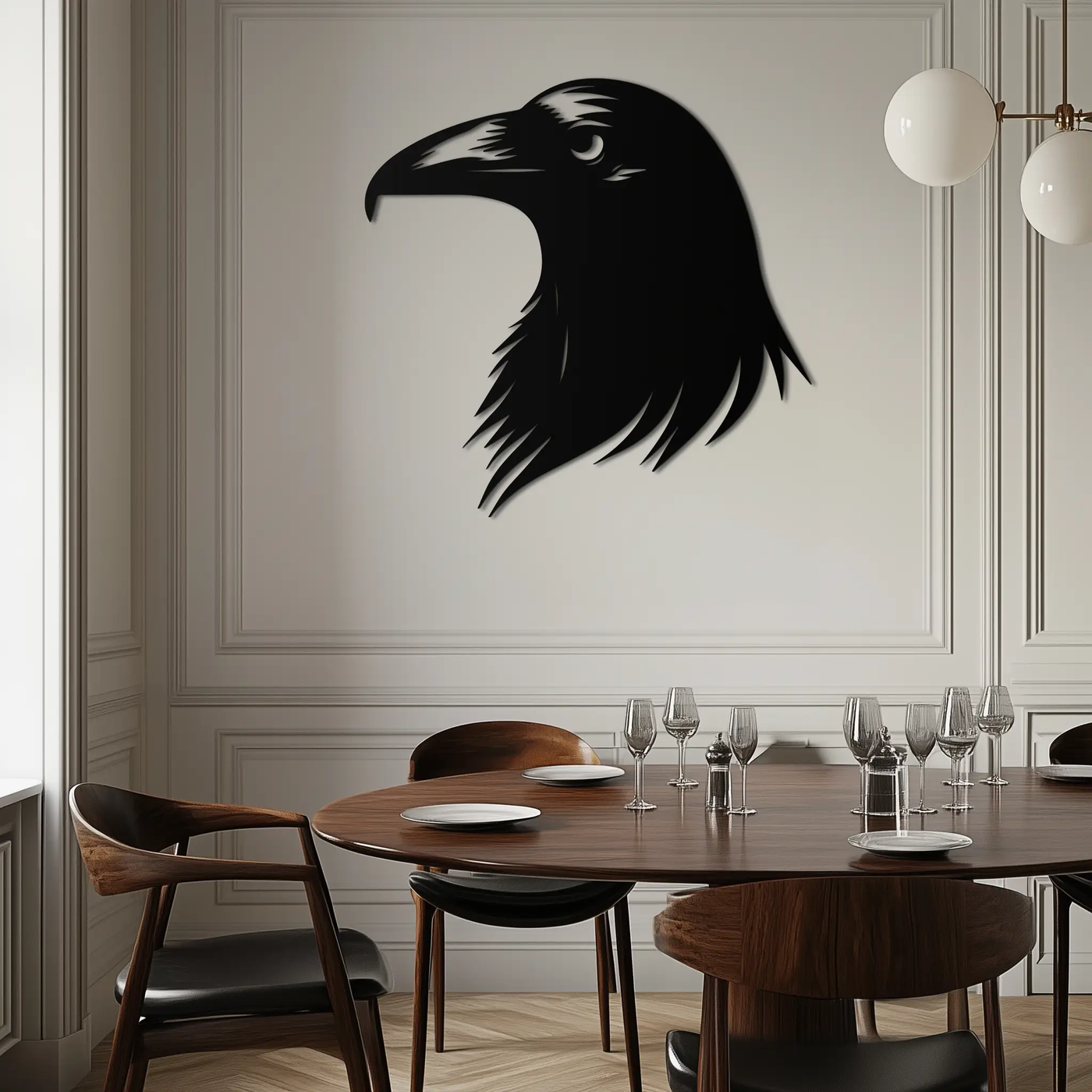 Raven Metal Wall Art - Mysterious Crow Silhouette Decor- KAF277 by Enova Art