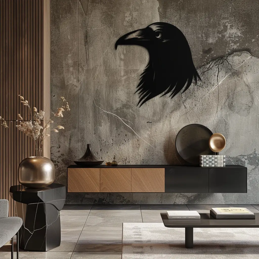 Raven Metal Wall Art - Mysterious Crow Silhouette Decor- KAF277 by Enova Art