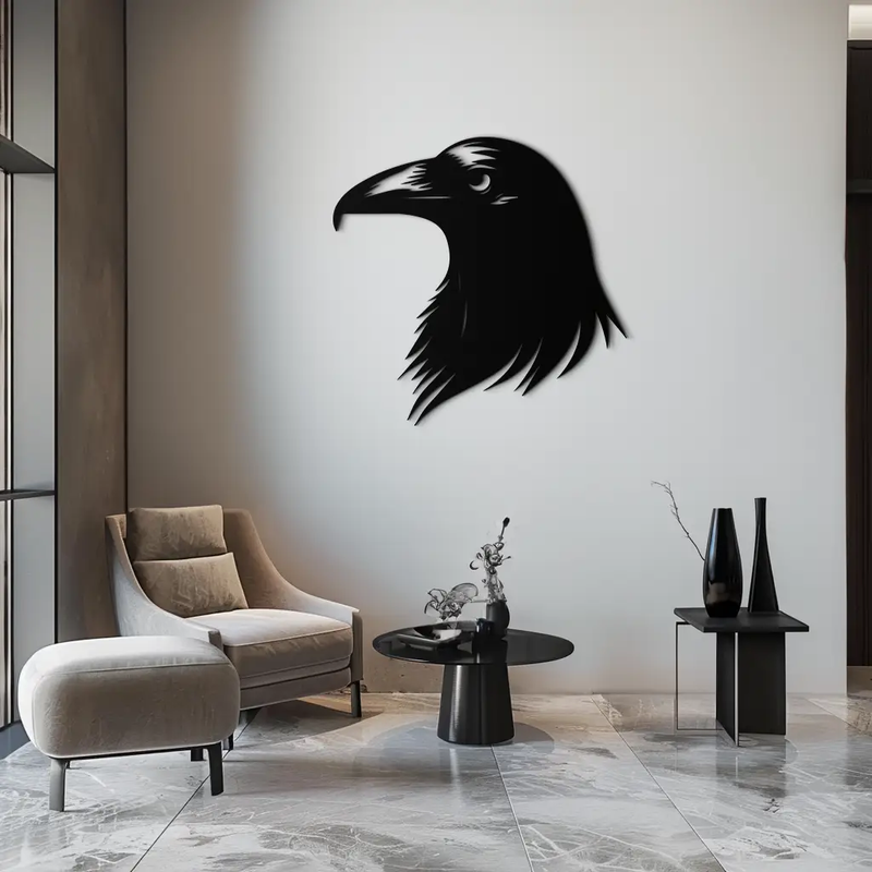 Raven Metal Wall Art - Mysterious Crow Silhouette Decor- KAF277 by Enova Art