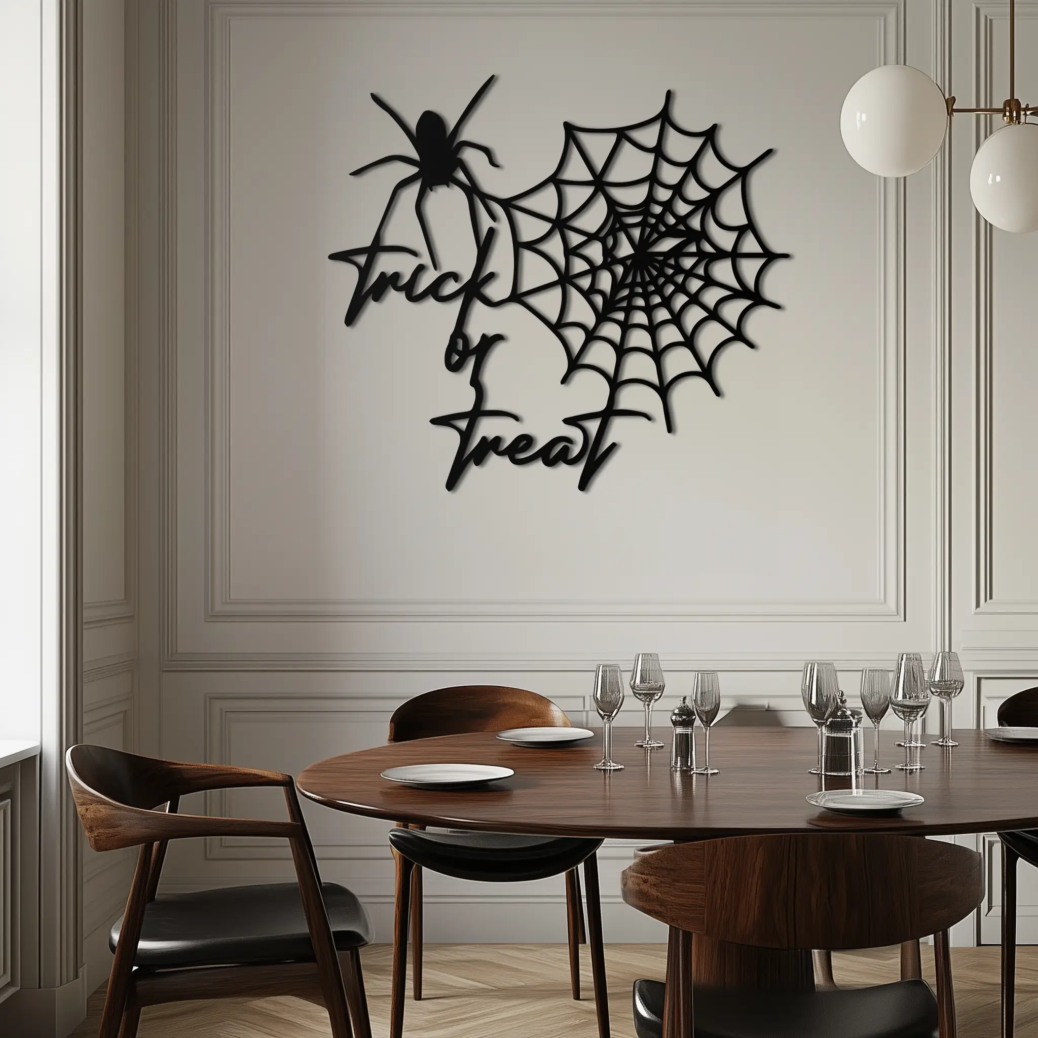 "Trick or Treat" Halloween Metal Wall Art – Spider Web Design- KAF278 by Enova Art