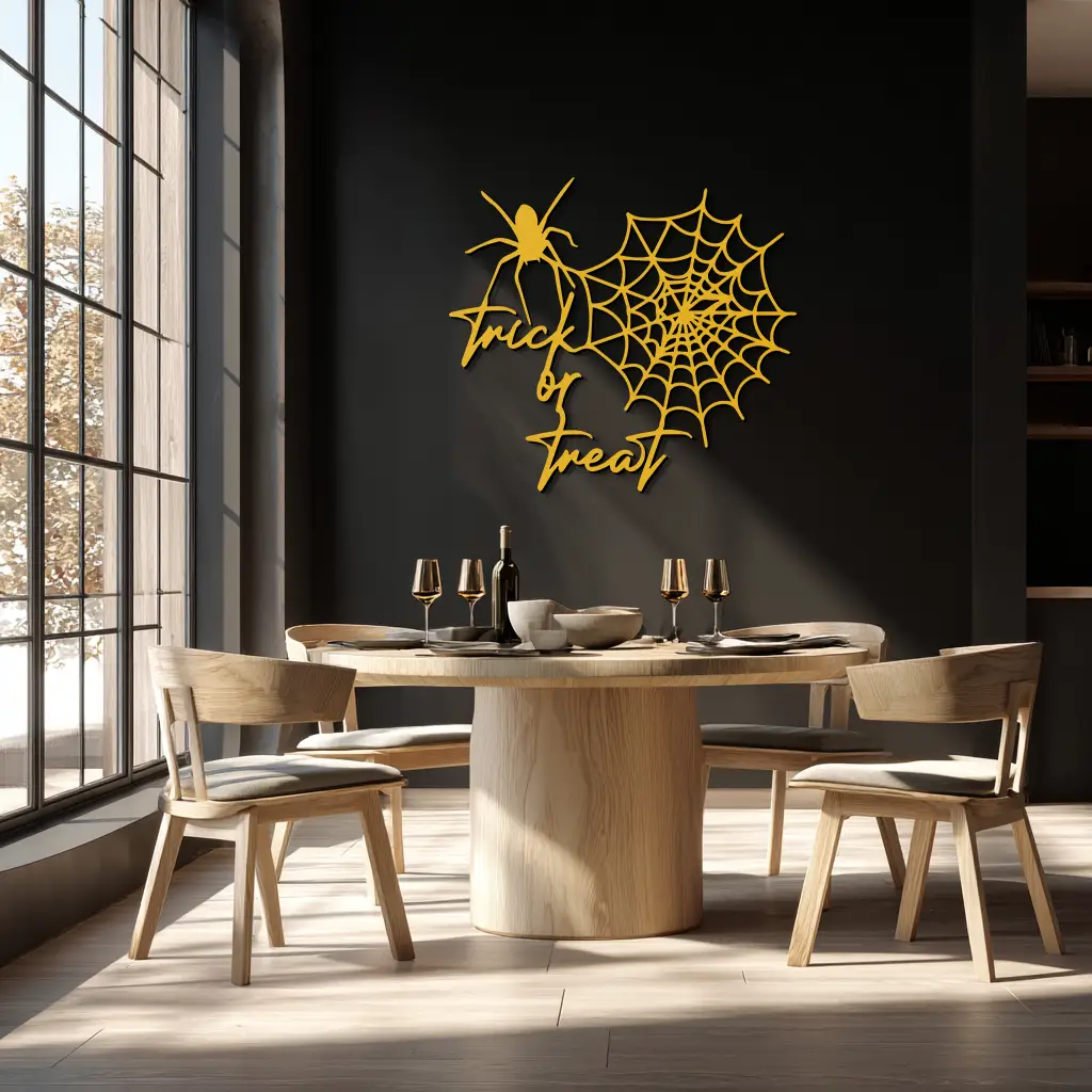 "Trick or Treat" Halloween Metal Wall Art – Spider Web Design- KAF278 by Enova Art