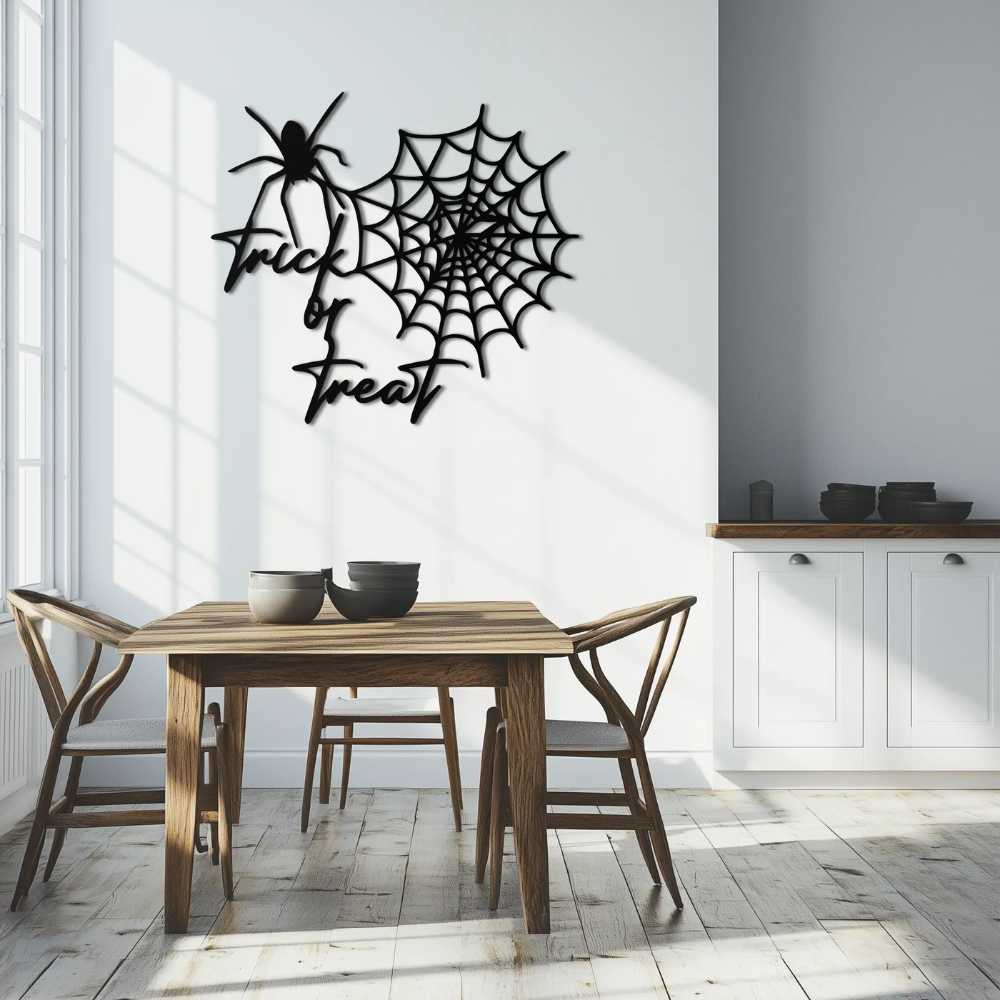 "Trick or Treat" Halloween Metal Wall Art – Spider Web Design- KAF278 by Enova Art