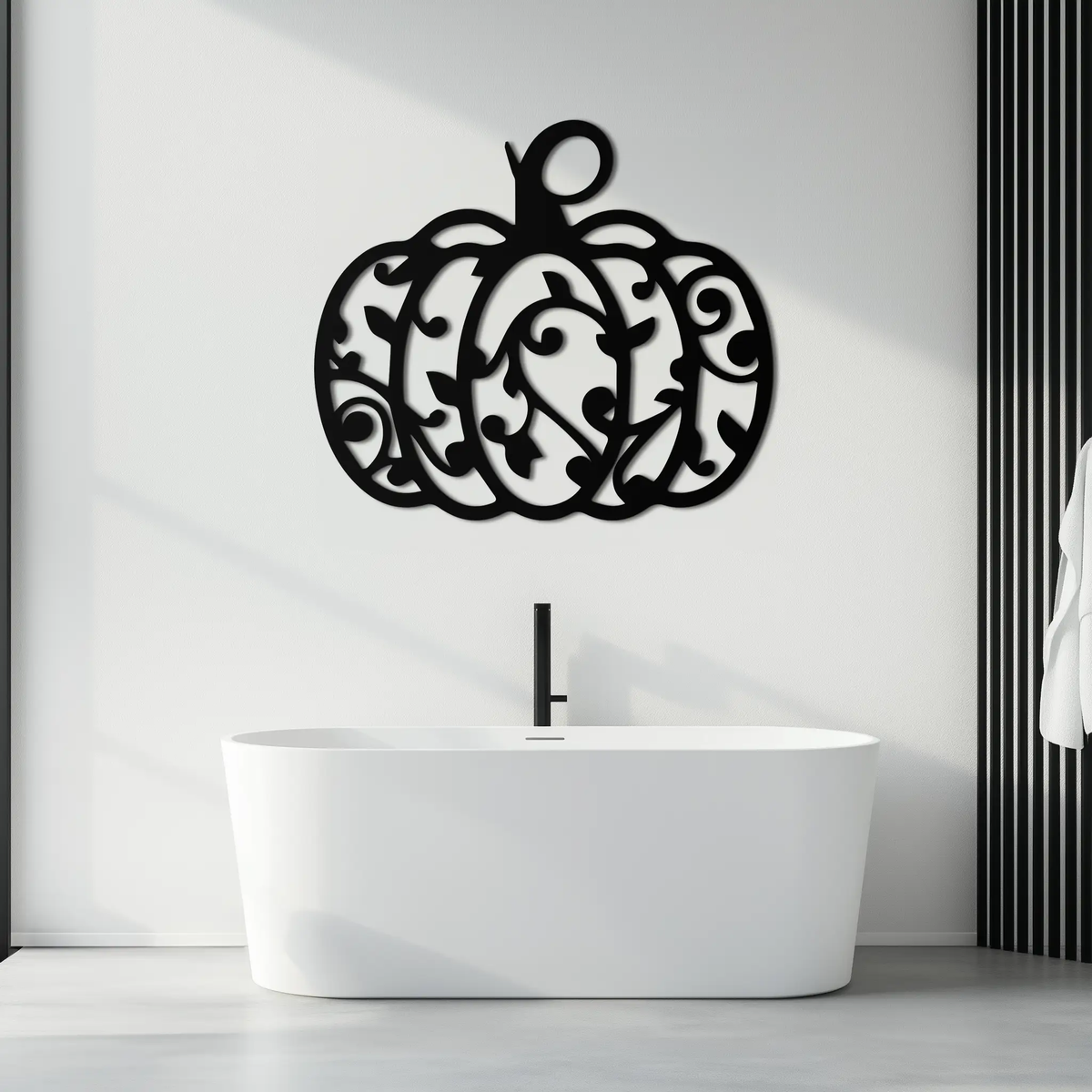 Ornamental Pumpkin Metal Wall Art - Elegant Halloween Vine Decor- KAF279 by Enova Art