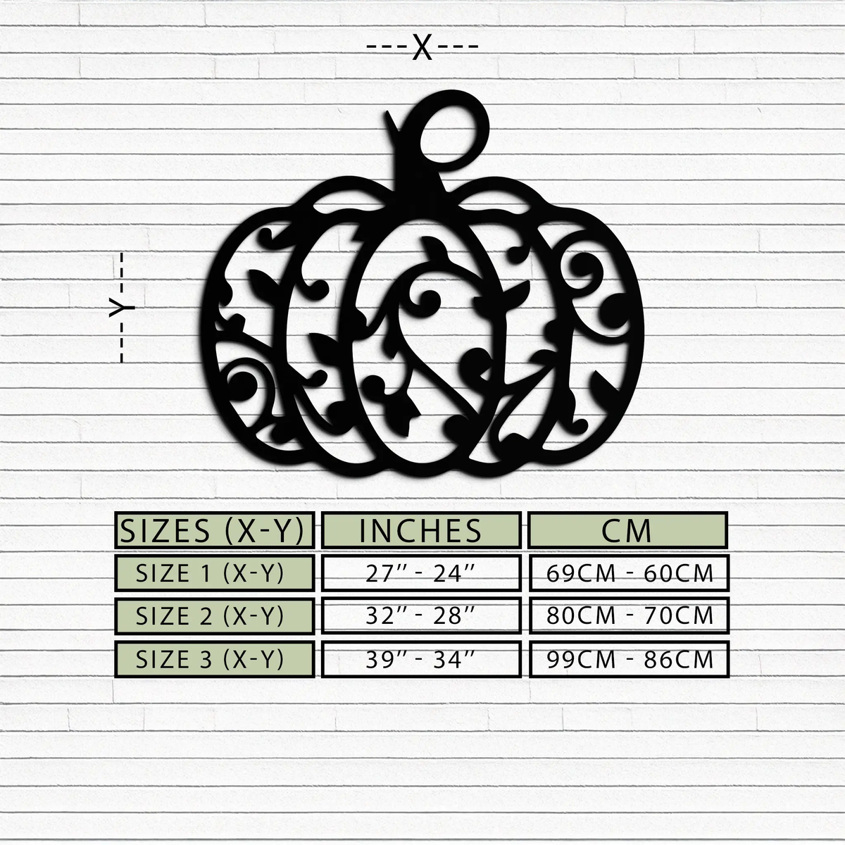 Ornamental Pumpkin Metal Wall Art - Elegant Halloween Vine Decor- KAF279 by Enova Art