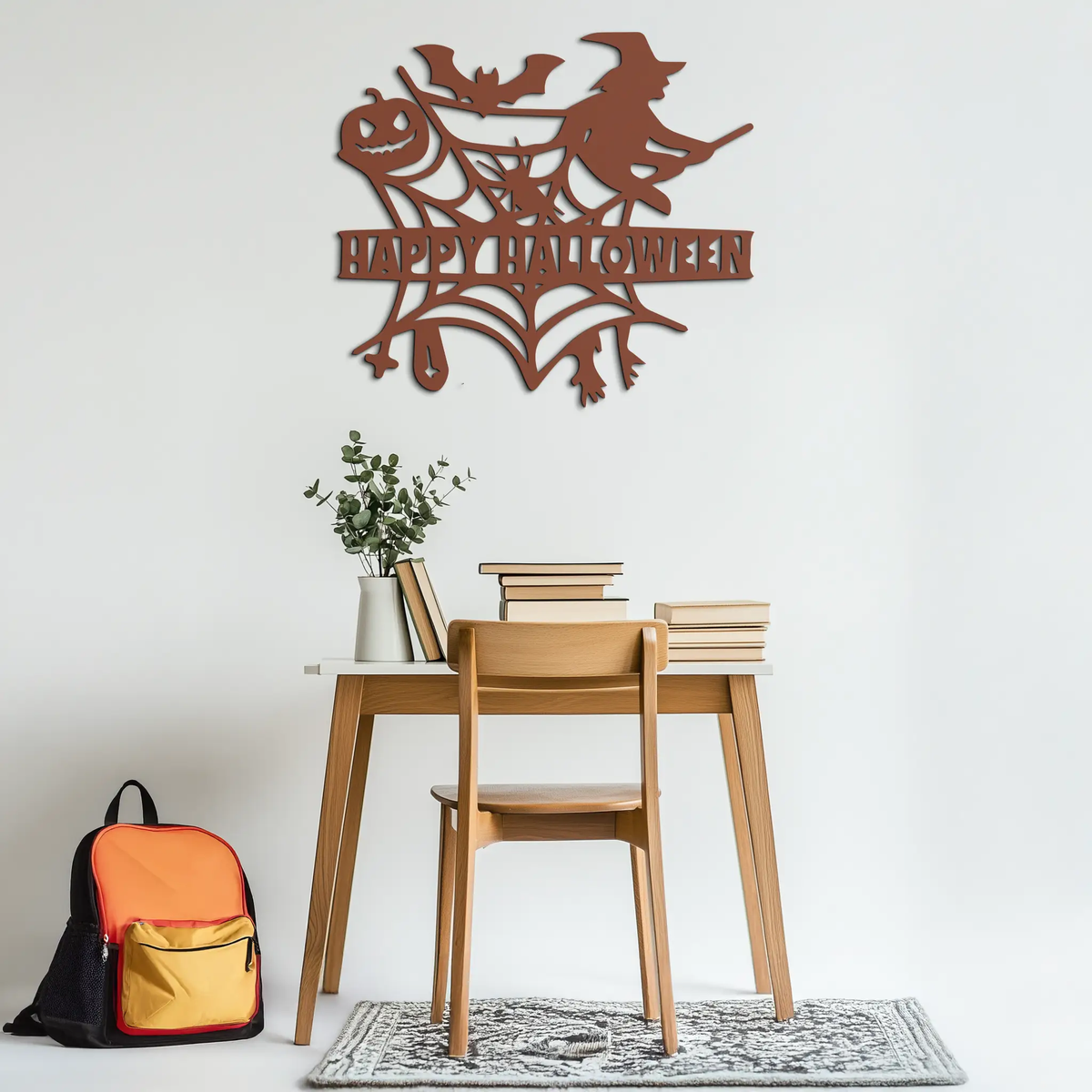 Happy Halloween Metal Wall Art - Witch & Web Design- KAF280 by Enova Art