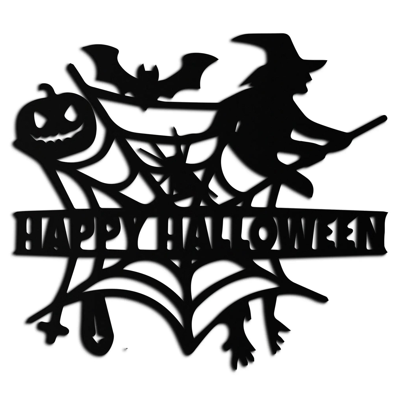 Happy Halloween Metal Wall Art - Witch & Web Design- KAF280 by Enova Art