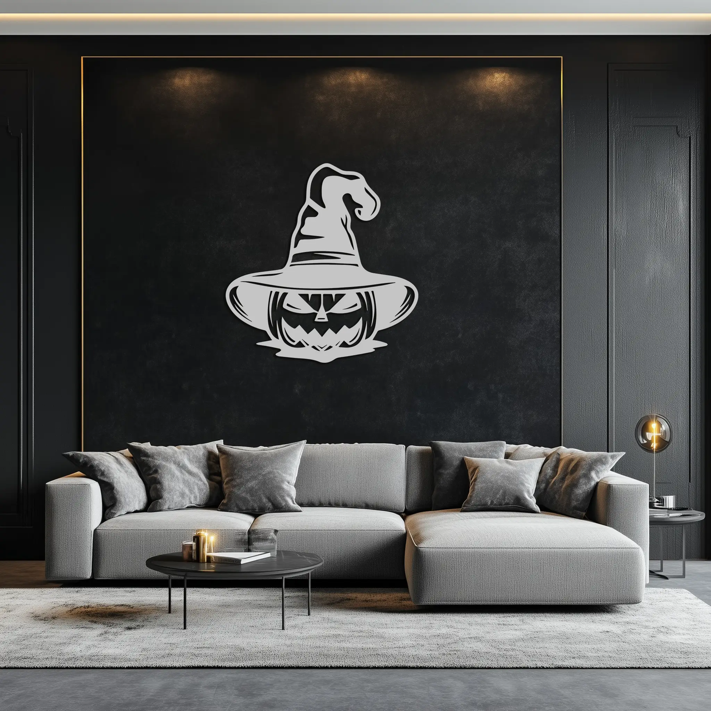 Witch Hat Pumpkin Metal Wall Art - Spooky Halloween Decor- KAF281 by Enova Art