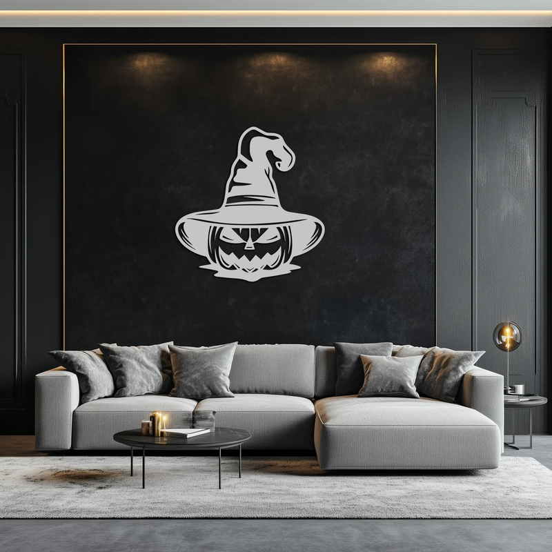Witch Hat Pumpkin Metal Wall Art - Spooky Halloween Decor- KAF281 by Enova Art