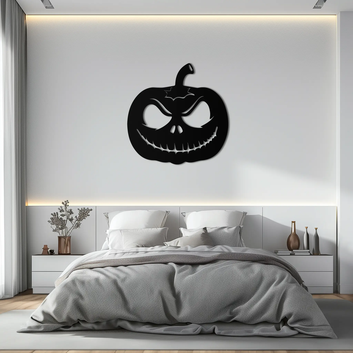 Pumpkin Metal Wall Art – Halloween Jack-O'-Lantern Decor- KAF282 by Enova Art
