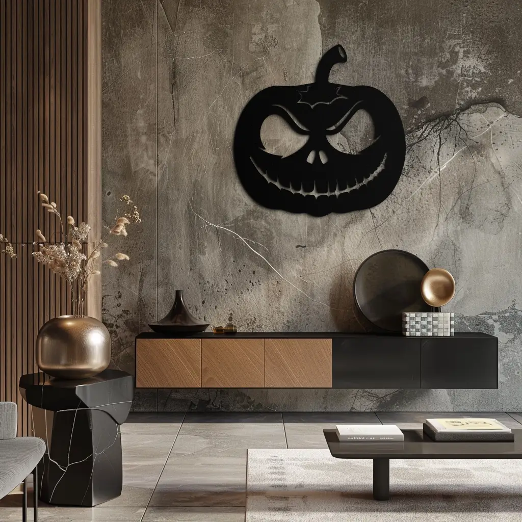 Pumpkin Metal Wall Art – Halloween Jack-O'-Lantern Decor- KAF282 by Enova Art