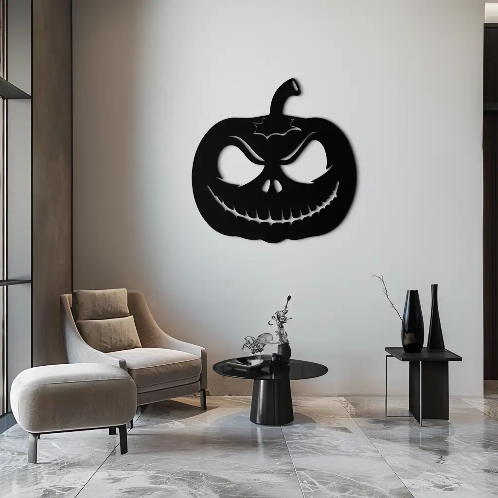 Pumpkin Metal Wall Art – Halloween Jack-O'-Lantern Decor- KAF282 by Enova Art