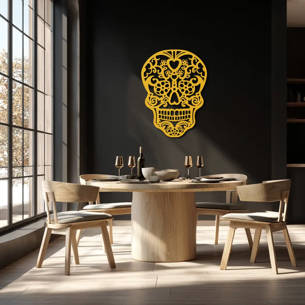 Halloween Skull Metal Wall Art - Intricate Floral Skull Decor- KAF283 by Enova Art