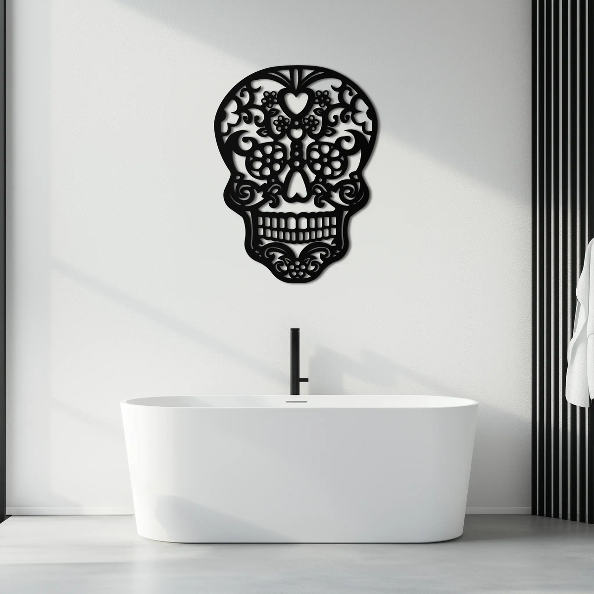 Halloween Skull Metal Wall Art - Intricate Floral Skull Decor- KAF283 by Enova Art