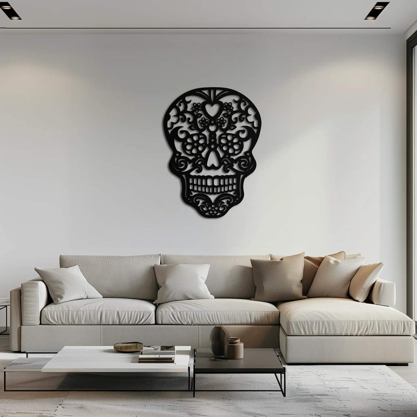 Halloween Skull Metal Wall Art - Intricate Floral Skull Decor- KAF283 by Enova Art