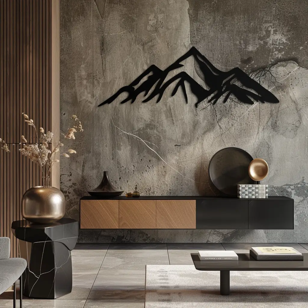 Mountain Metal Wall Art - Majestic Peak Silhouette Decor- KAF286 by Enova Art