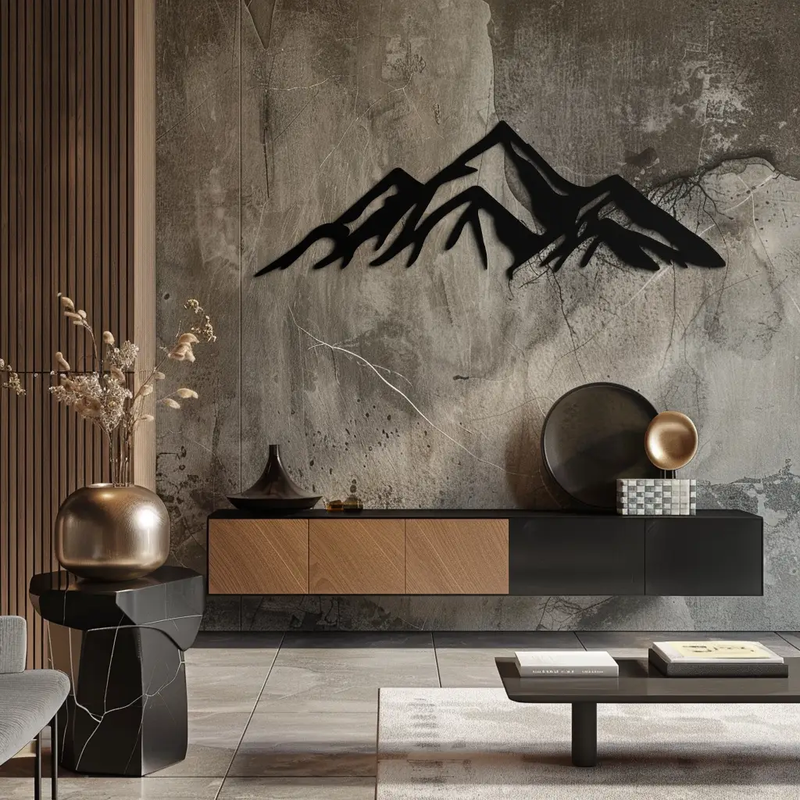 Mountain Metal Wall Art - Majestic Peak Silhouette Decor- KAF286 by Enova Art