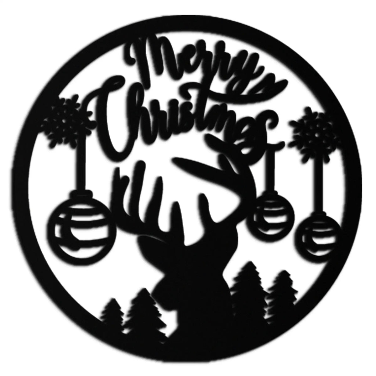 Merry Christmas Metal Wall Art - Festive Reindeer Silhouette Decor- KAF288 by Enova Art