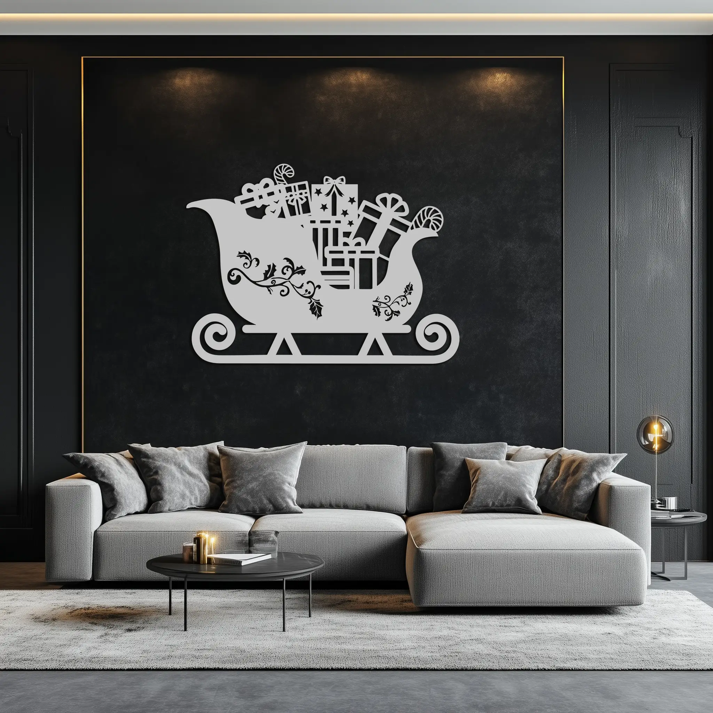 Christmas Sleigh Metal Wall Art - Festive Holiday Decor- KAF292 by Enova Art