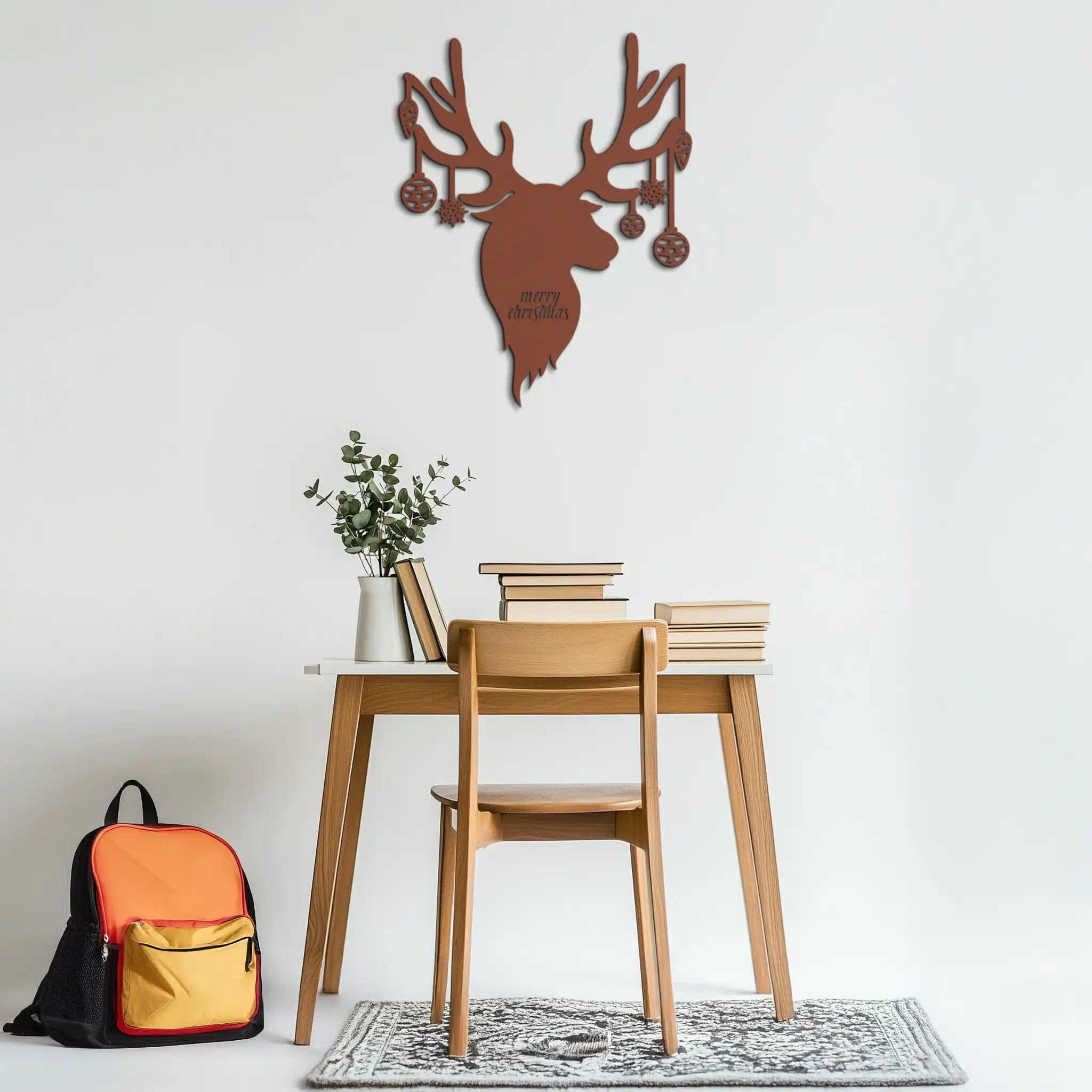 Reindeer Christmas Metal Wall Art - Festive Deer Decor with Ornaments- KAF295 by Enova Art