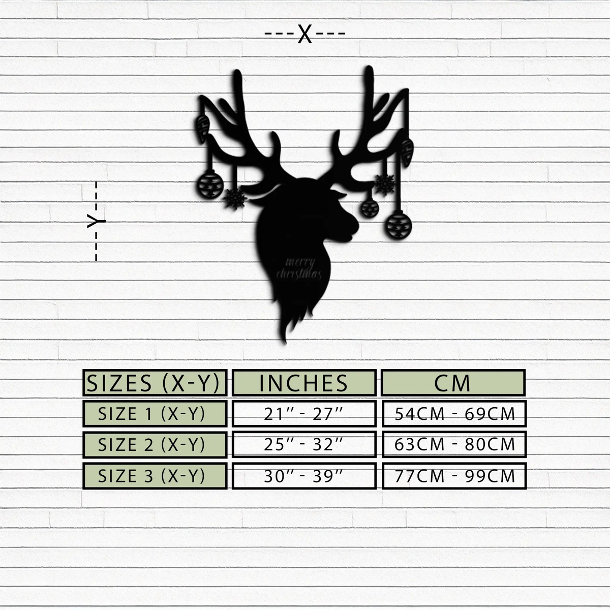 Reindeer Christmas Metal Wall Art - Festive Deer Decor with Ornaments- KAF295 by Enova Art