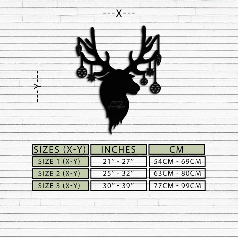 Reindeer Christmas Metal Wall Art - Festive Deer Decor with Ornaments- KAF295 by Enova Art